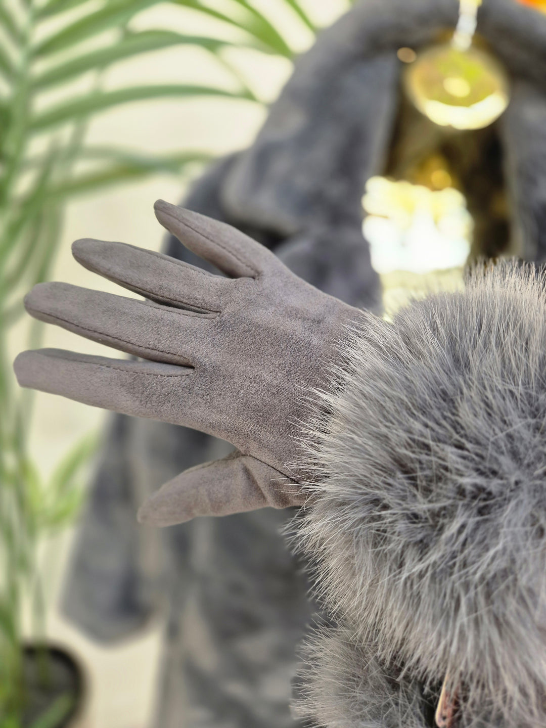 Oslo Gloves with Faux Fur - Charcoal Grey