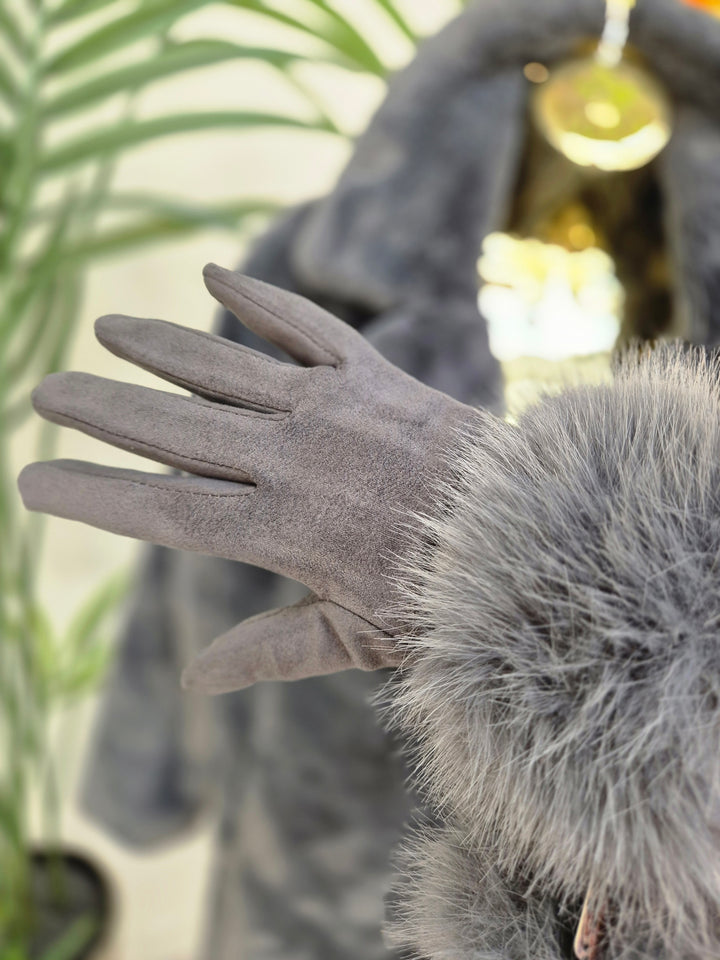 Oslo Gloves with Faux Fur - Charcoal Grey