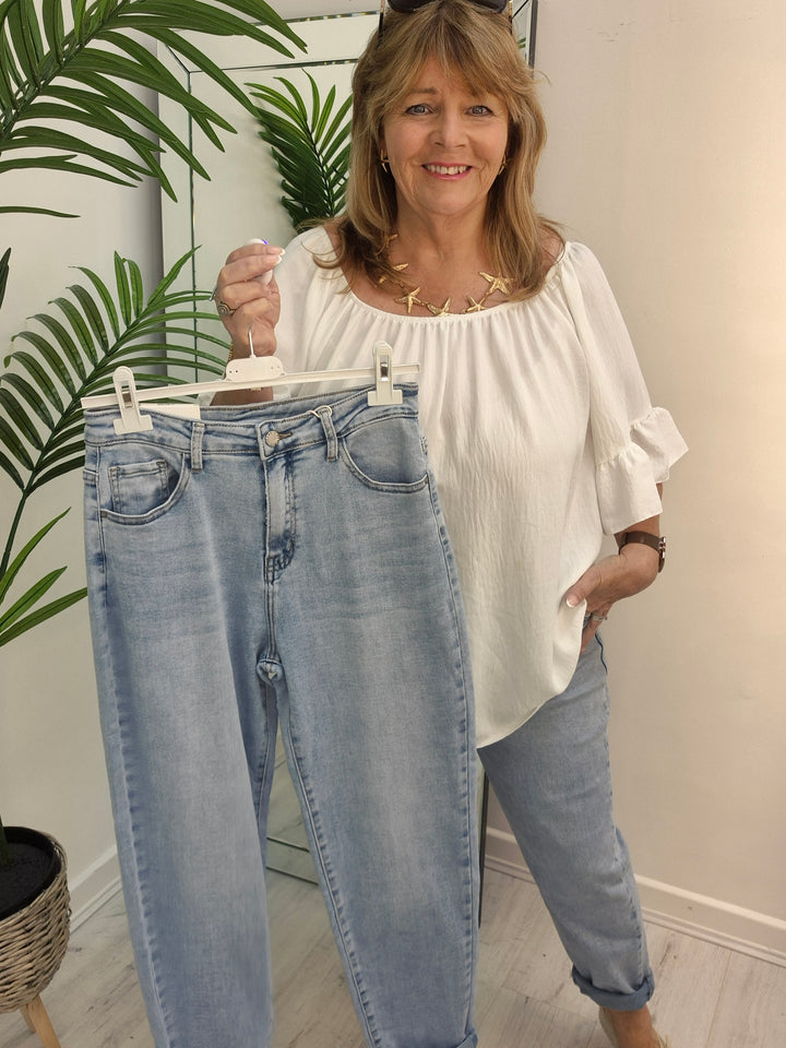 Jeani Mom Jeans Light Wash/Stonewashed - (choose your Size)