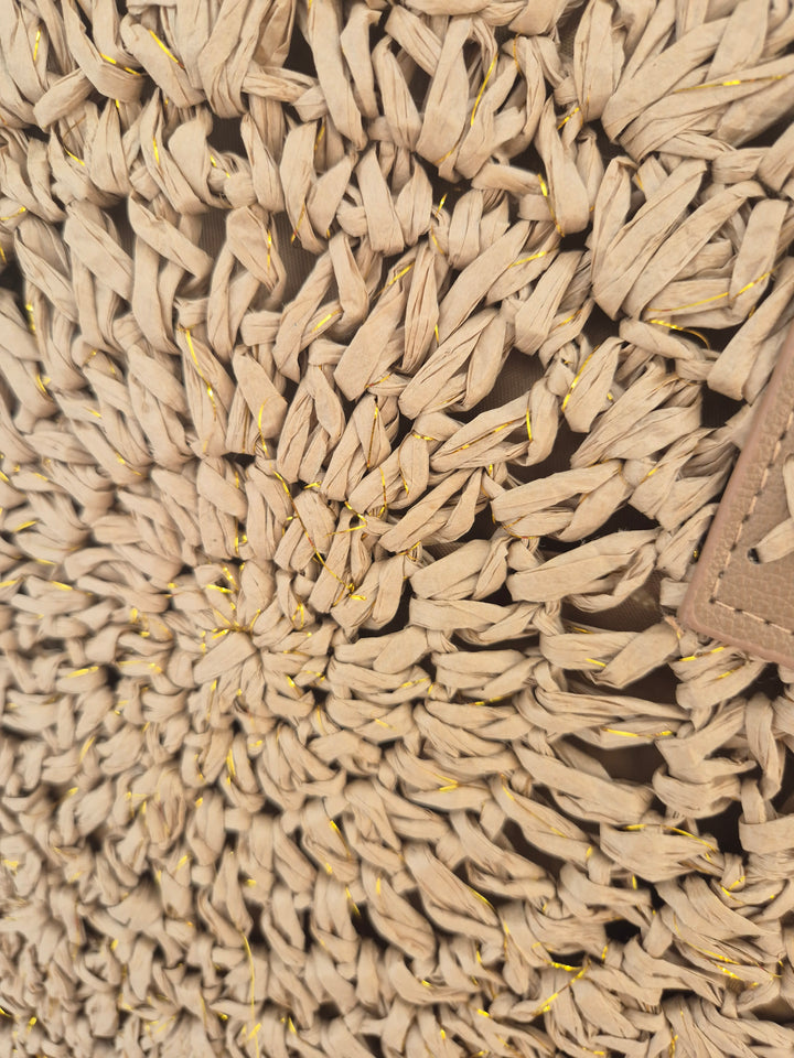 Crochet Raffia Beach Bag with Gold Metallic - (choose your Colour)