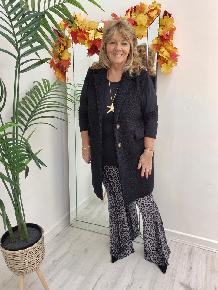 Lizzy Grey Leopard Flared Leggings (Soft Touch) - (choose your Size)