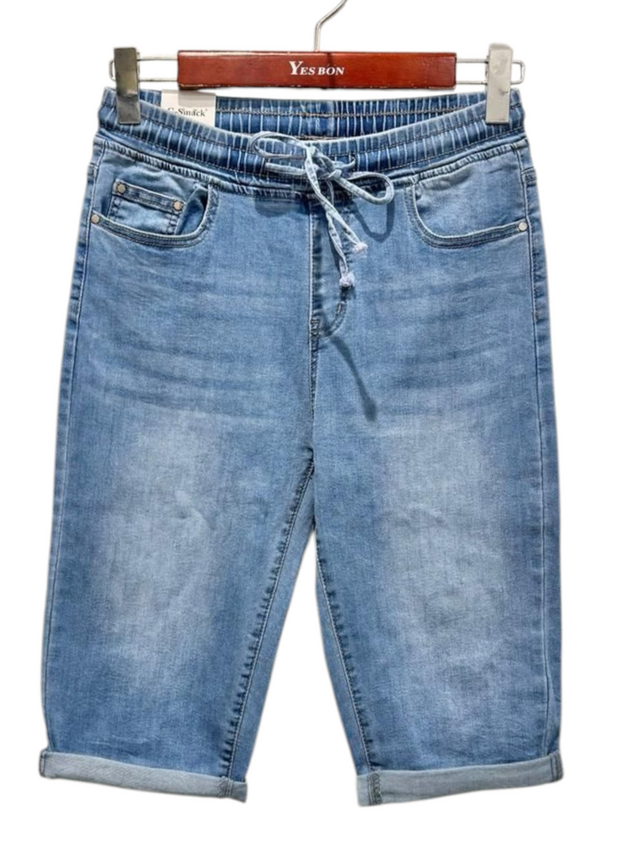 G Smack Denim Shorts (Elasticated Waistband) - Stonewashed (choose your Size)