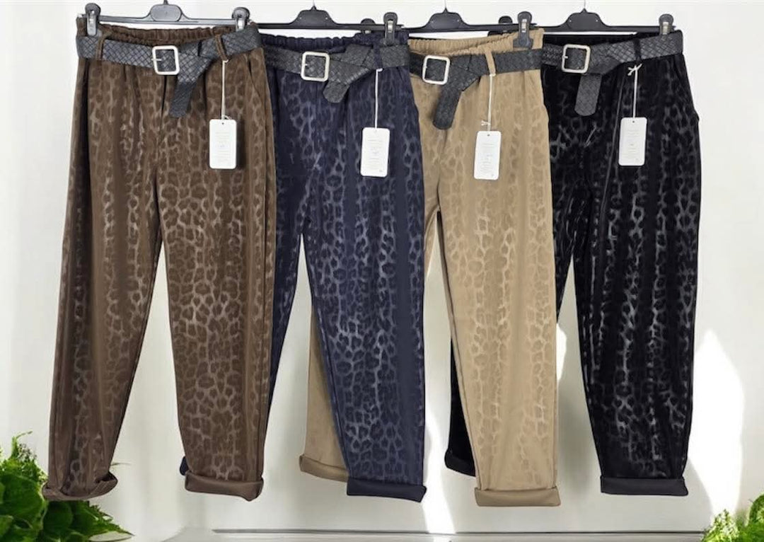 Lila Leopard Leather Look Pants - (choose your Colour)