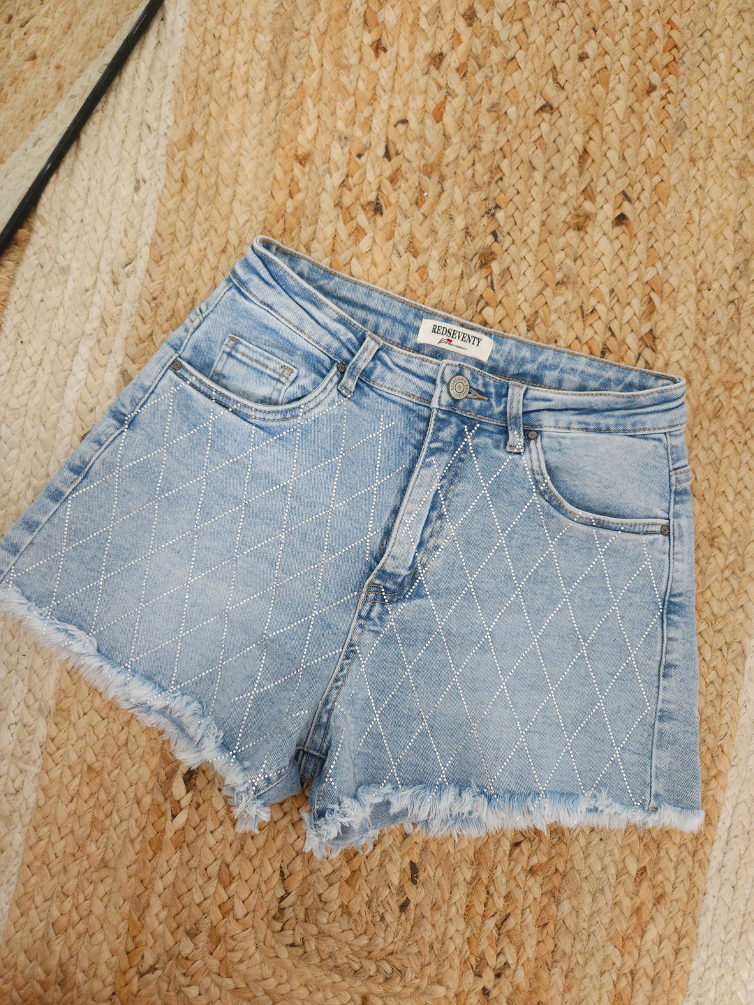 Crystal Diamante Frayed Shorts - Stonewashed (choose your Size)