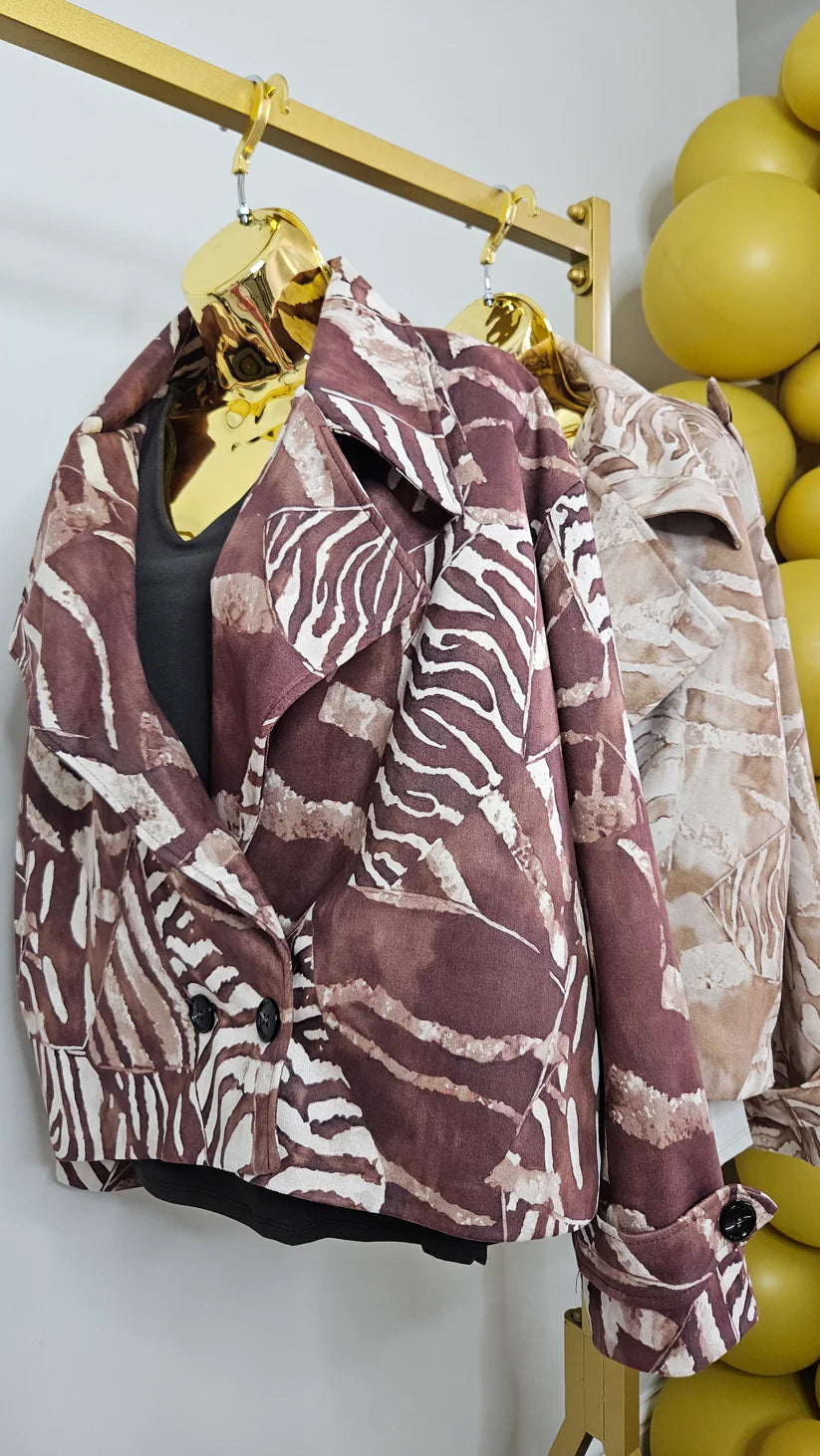 Suzie Suedette Biker Jacket (Loose Fit, fits from Size 12 up to Size 18) - Chocolate