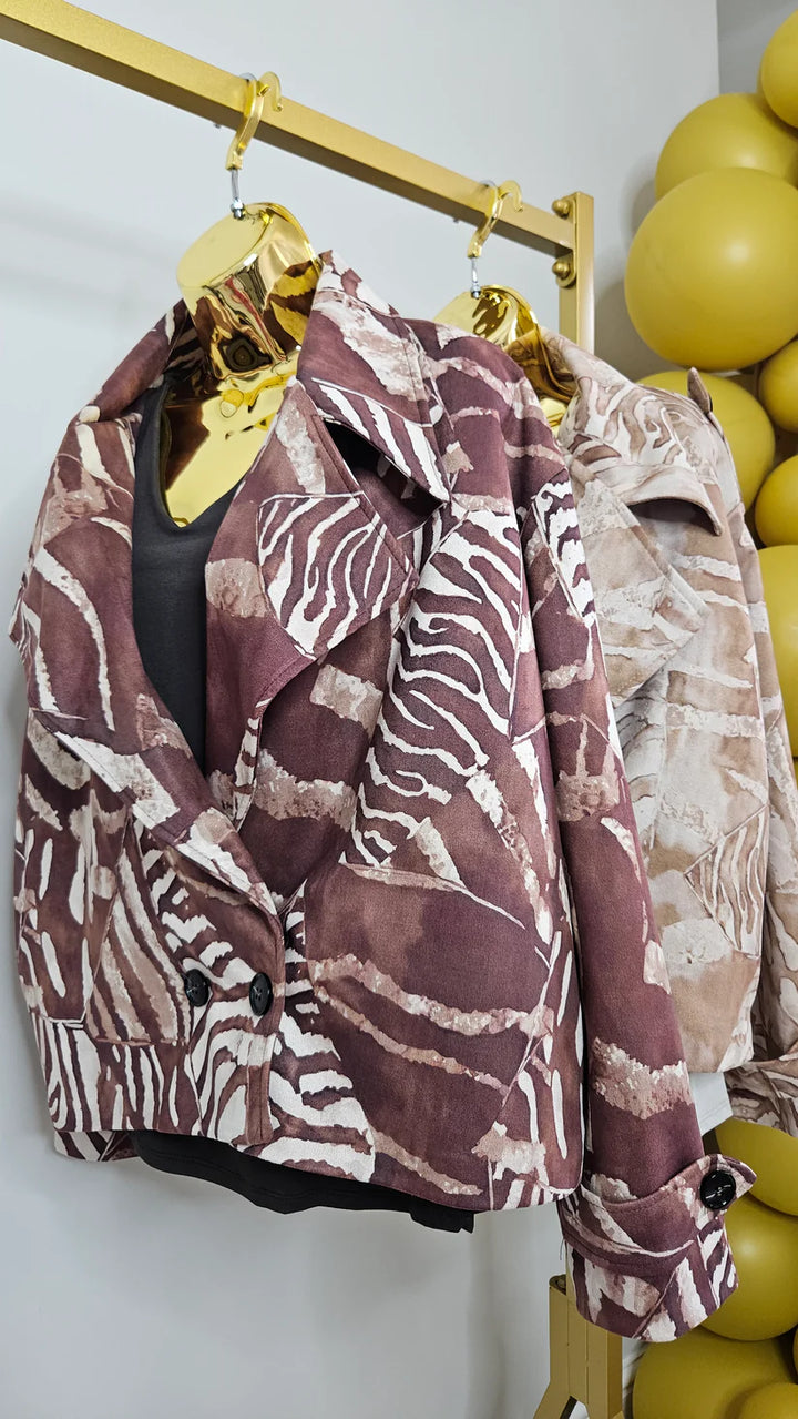 Suzie Suedette Biker Jacket (Loose Fit, fits from Size 12 up to Size 18) - Chocolate