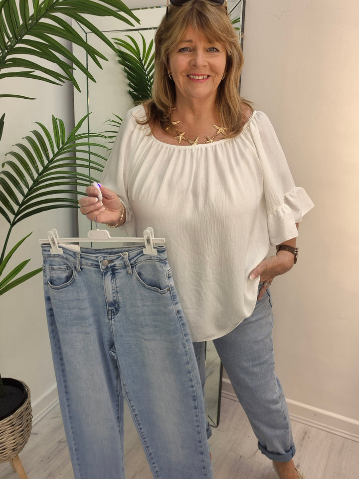 Jeani Mom Jeans Light Wash/Stonewashed - (choose your Size)