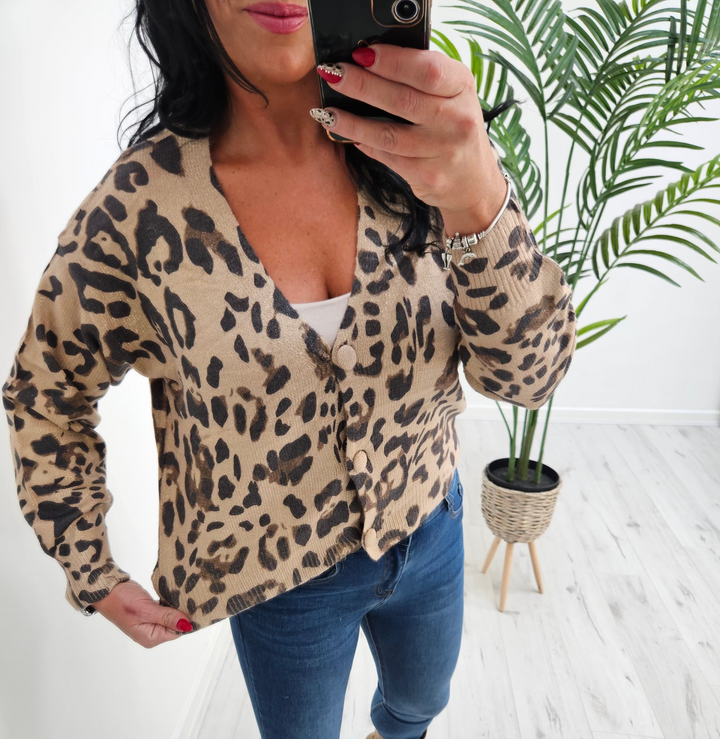 Lucia Leopard Shimmer Cardigan -  (choose your Colour)