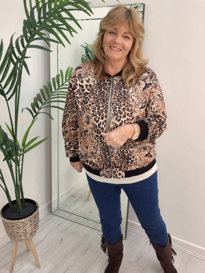 Diva Bomber Jacket - choose your Design (Oversized - fits 14 to Size 20) - Leopard Print
