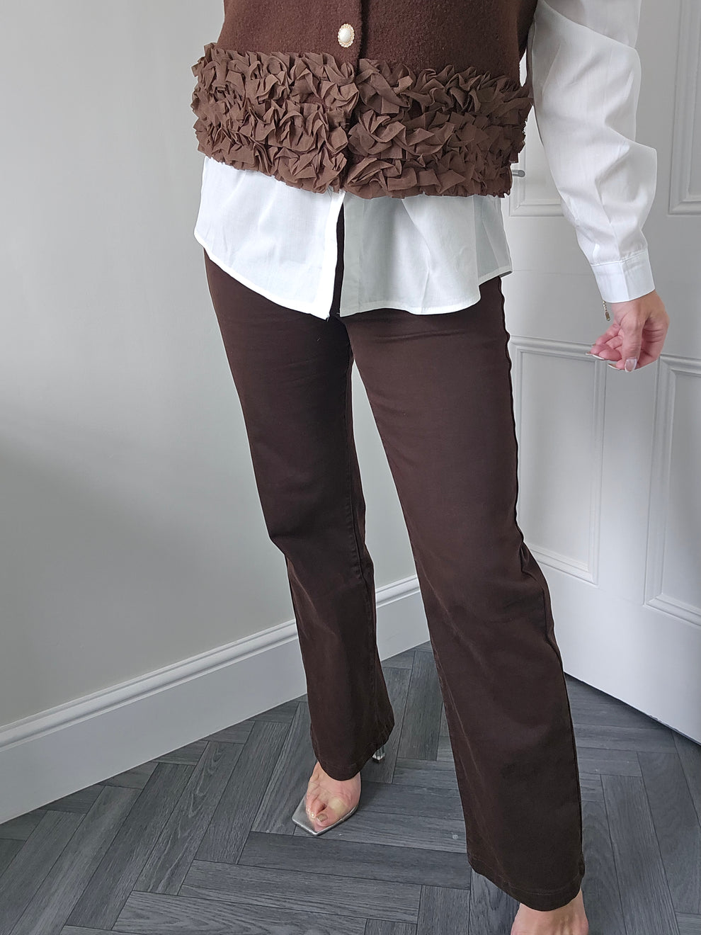 My Tina's Premium Wide Leg Jeans  - Chocolate (choose your Size)