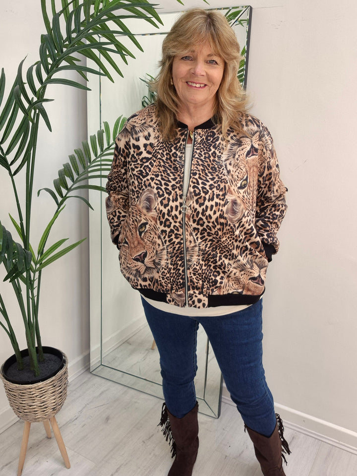 Diva Bomber Jacket - choose your Design (Oversized - fits 14 to Size 20) - Leopard Print