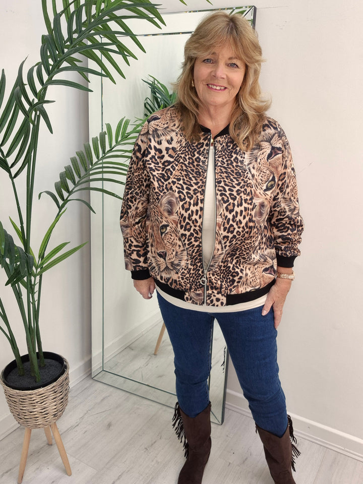 Diva Bomber Jacket - choose your Design (Oversized - fits 14 to Size 20) - Leopard Print