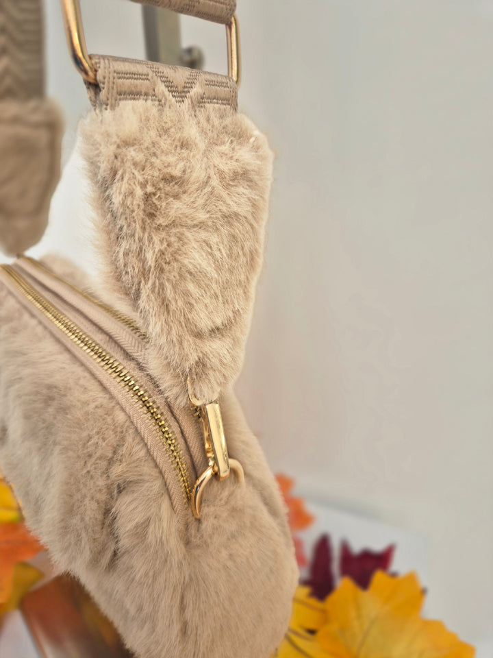 Oslo Faux Fur Bag - Beige
