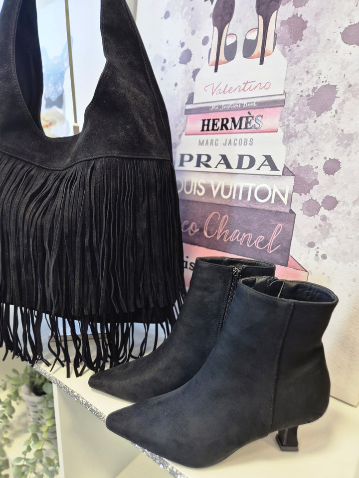 Kensington Ankle Boots with Low Block Kitten Heel - Black (choose your Size)