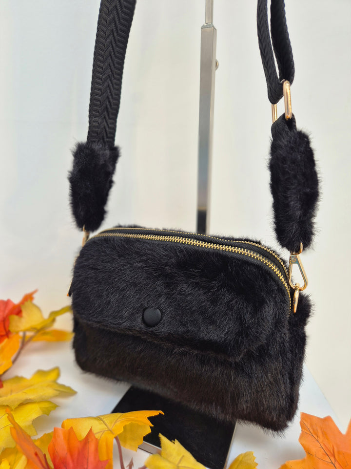 Oslo Faux Fur Bag - Black