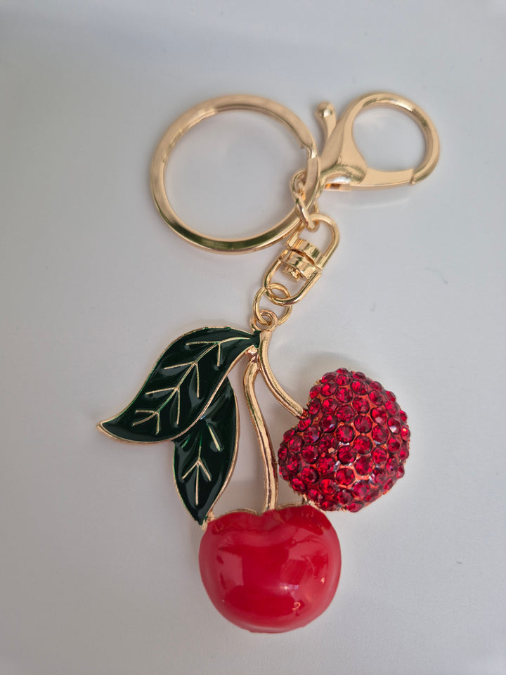 Cherries Keyring/Handbag Charm - Red