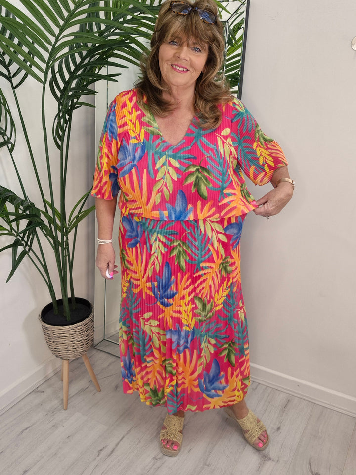 Palm Midi Dress  - (choose your Size & Colour)