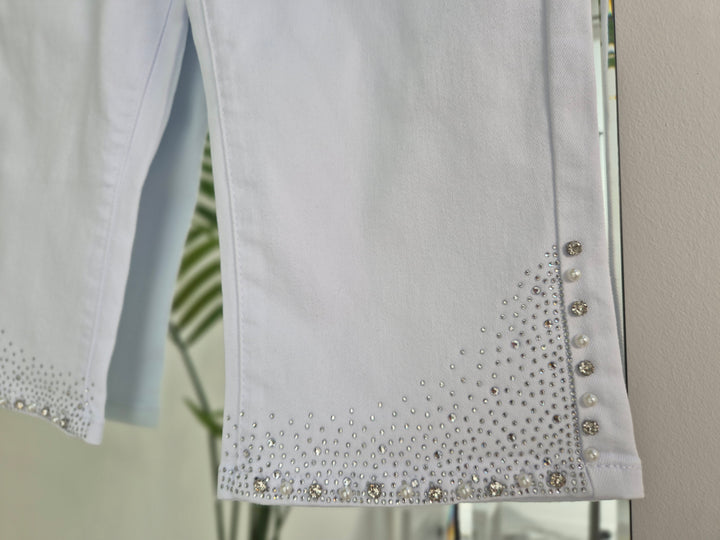 Crystal & Pearl Pedal Pusher Shorts - White (choose your Size)