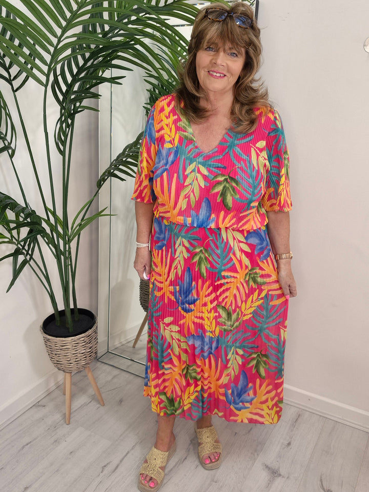 Palm Midi Dress  - (choose your Size & Colour)