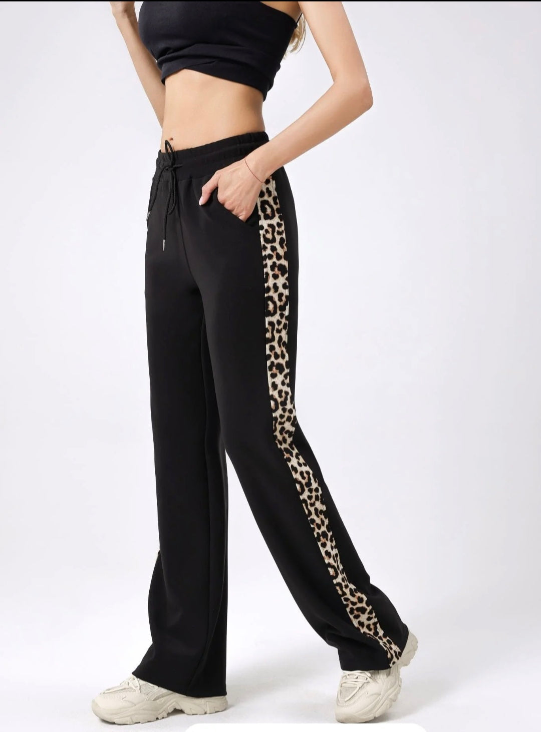 Lara Leopard Trim Wide Leg Jogger - (choose your Size)