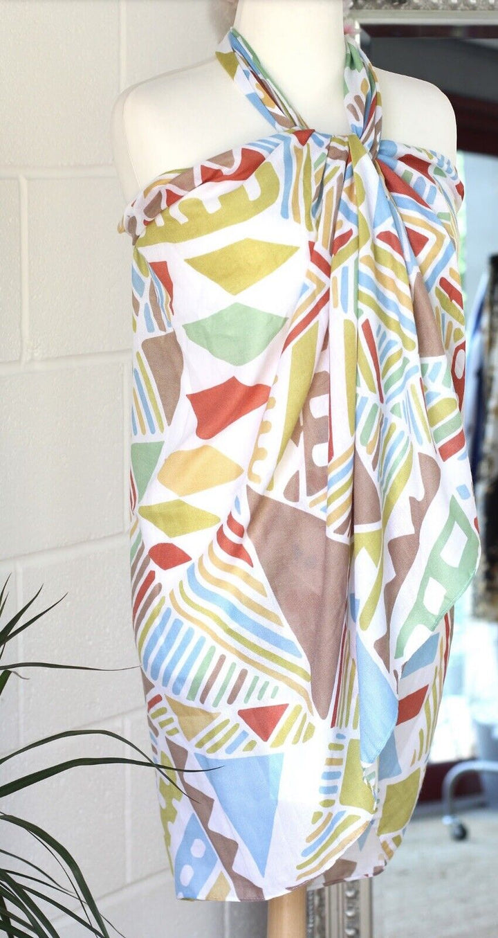 Abstract Scarf - Olive Tassels