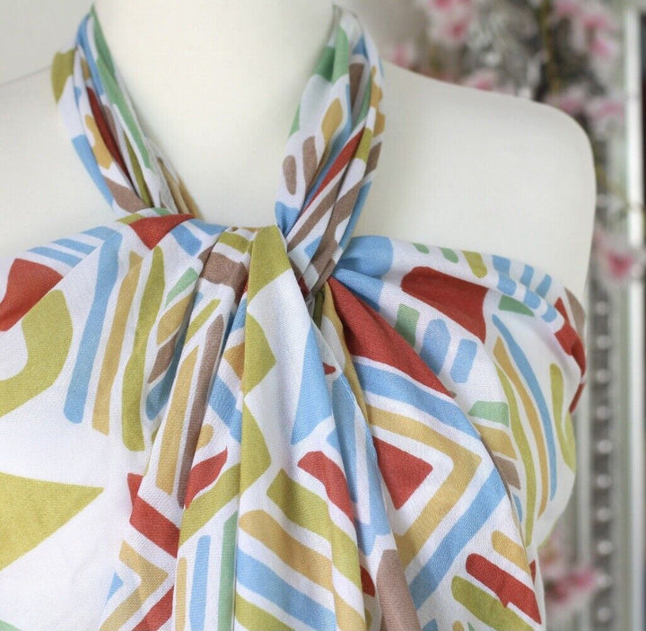 Abstract Scarf - Olive Tassels