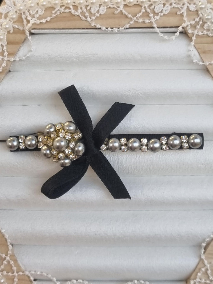 Bow & Diamante Hair Clip