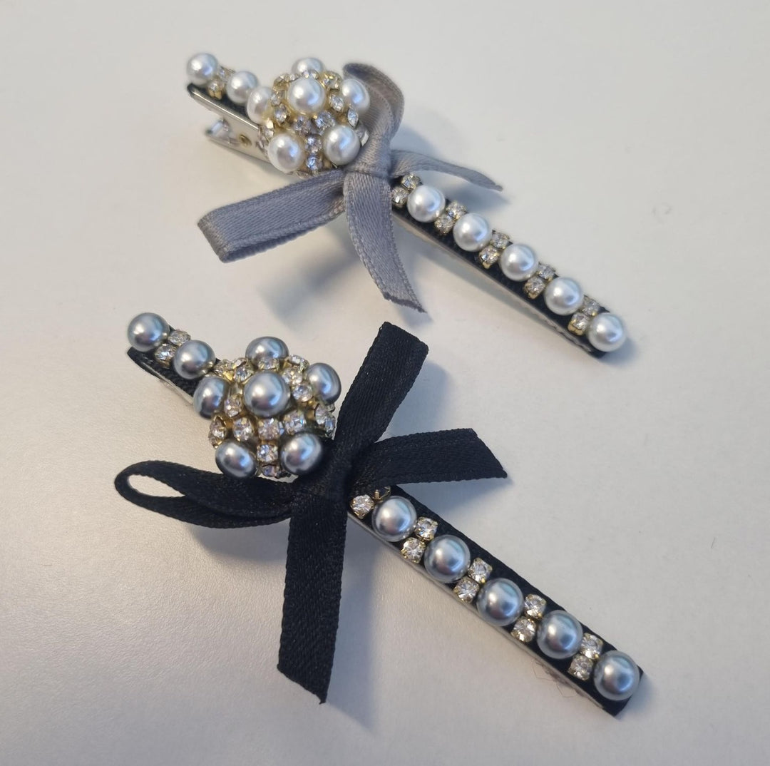 Bow & Diamante Hair Clip