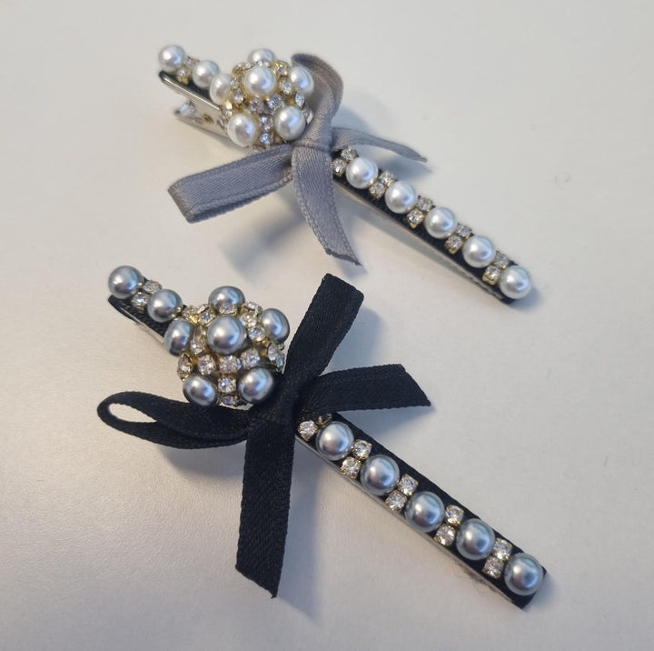 Bow & Diamante Hair Clip