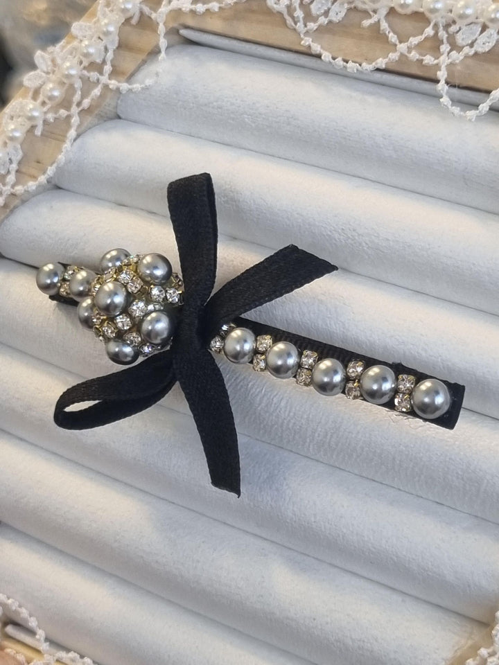 Bow & Diamante Hair Clip