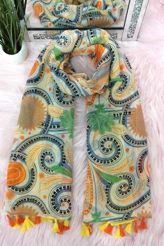Paisley Tassel Scarf - Sunshine Yellow