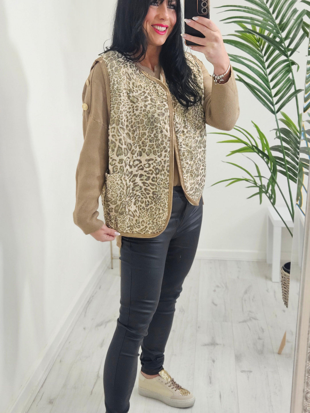 Alexa Quilted Waistcoat - Leopard Print (choose your Colour)