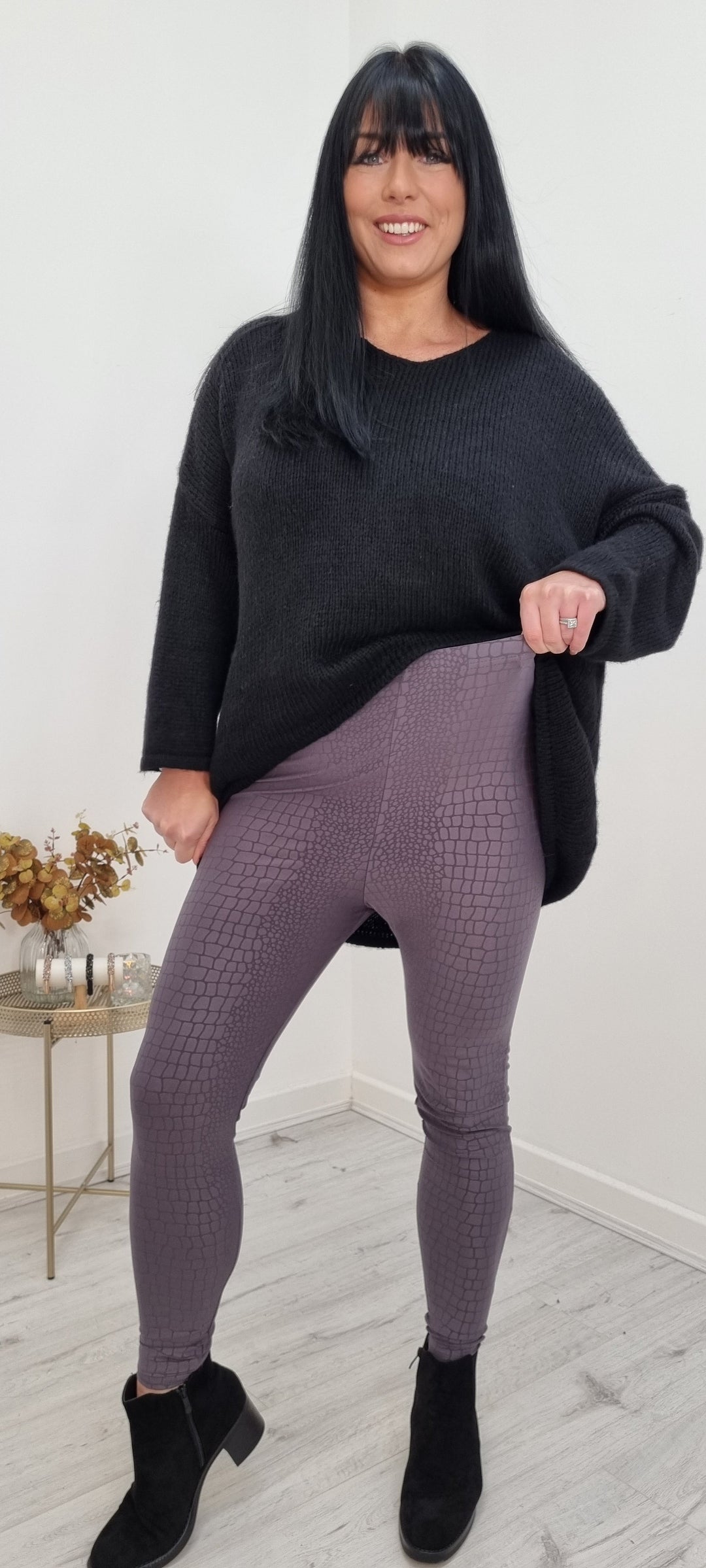 Mock Croc Leather Look Leggings ( Choose Your Colour )