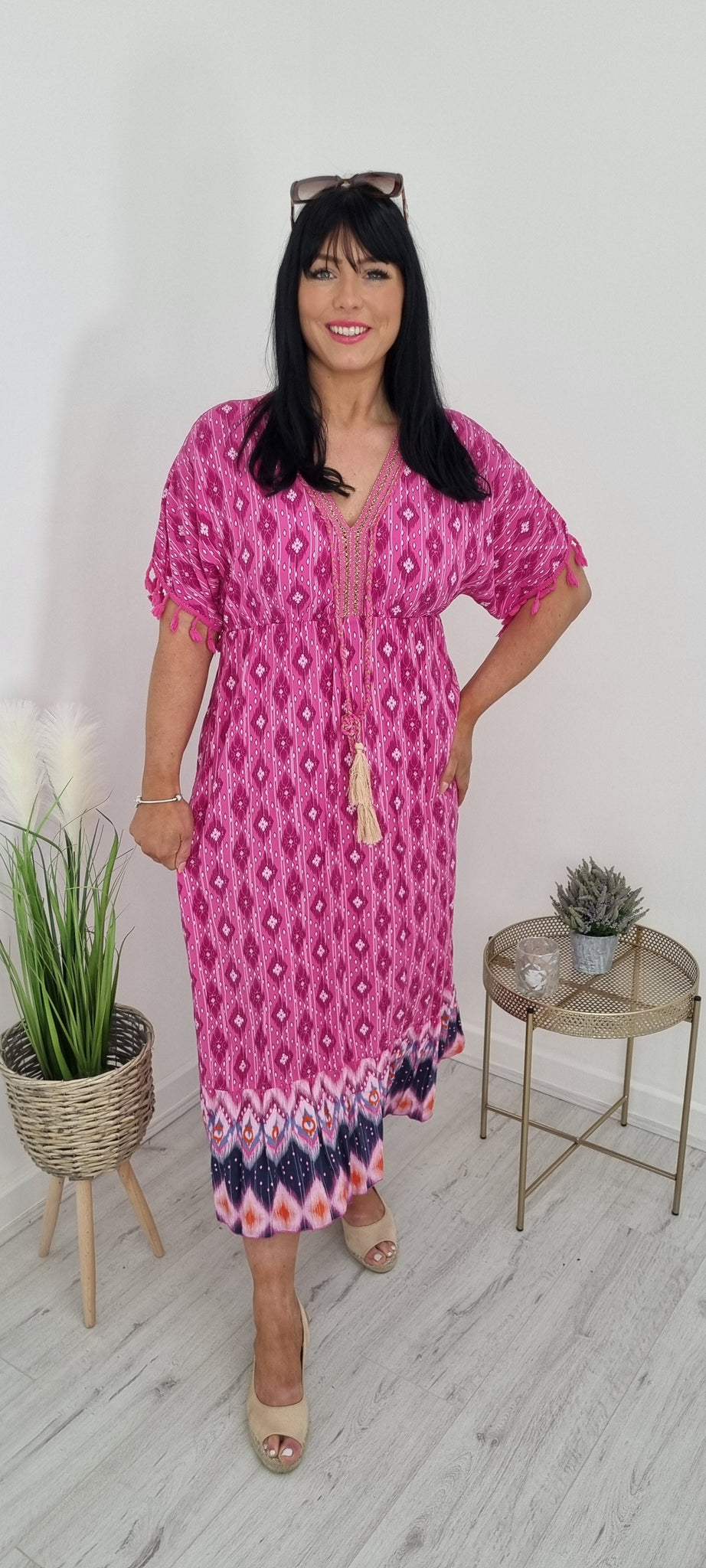 Tara Tassel Maxi Dress - Pink