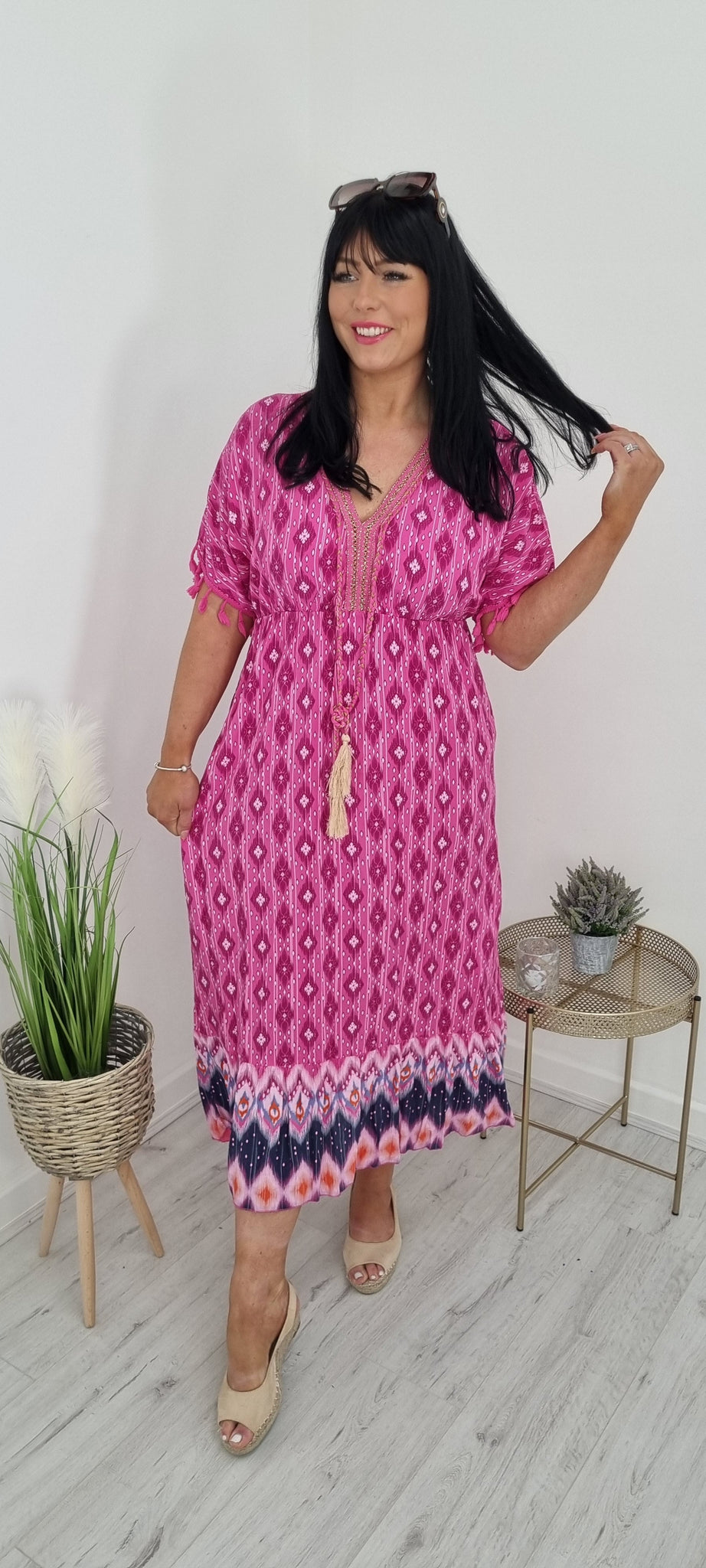 Tara Tassel Maxi Dress - Pink