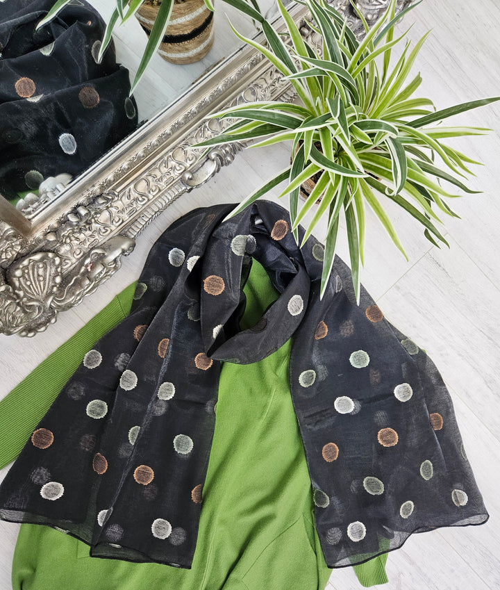 Silk Semi Sheer Polka Dot Scarf - choose your colour
