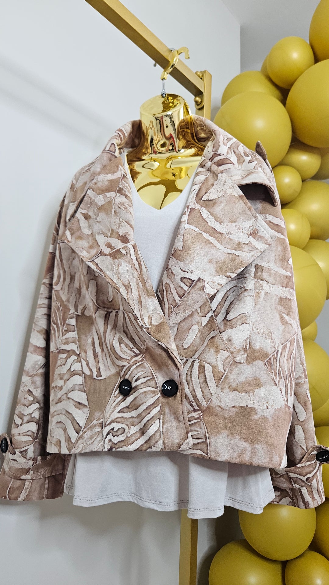 Suzie Suedette Biker Jacket (Loose Fit, fits from Size 12 up to Size 18) - Natural