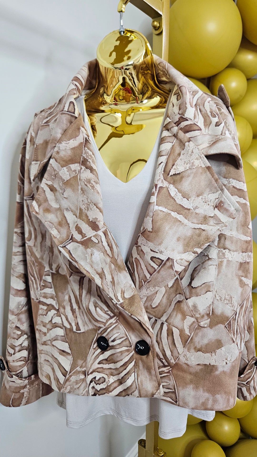 Suzie Suedette Biker Jacket (Loose Fit, fits from Size 12 up to Size 18) - Natural