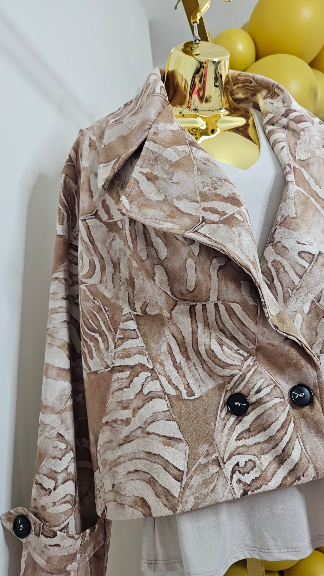 Suzie Suedette Biker Jacket (Loose Fit, fits from Size 12 up to Size 18) - Natural