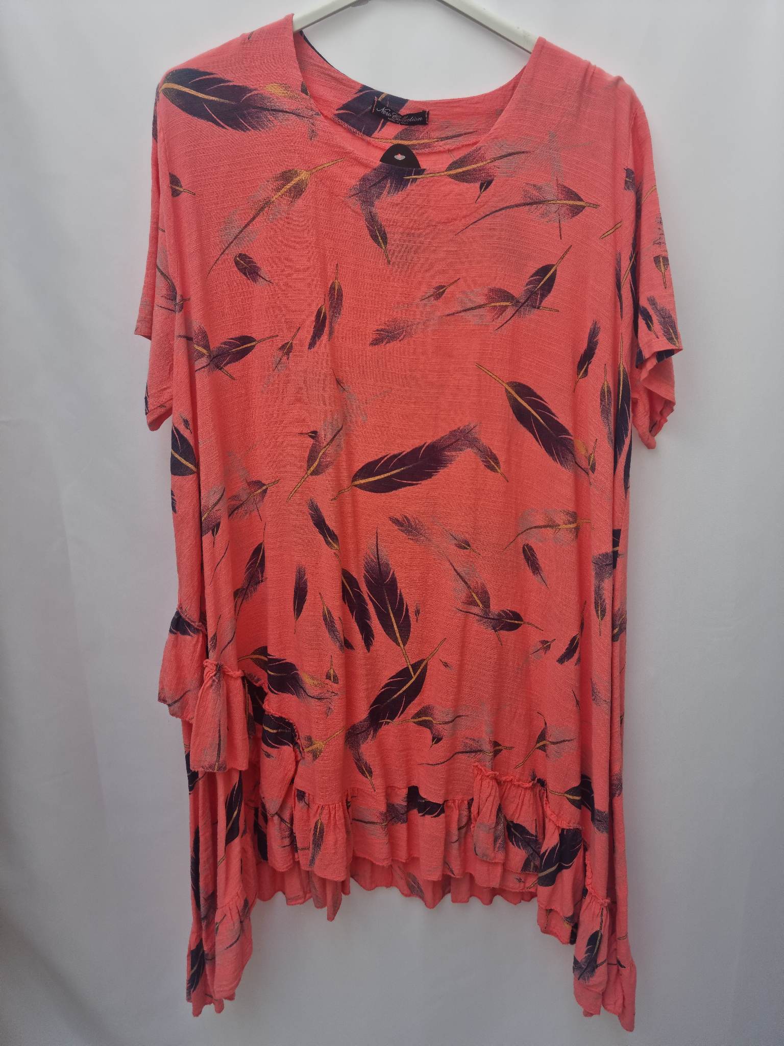 Camille Feather Tunic/Dress - Coral