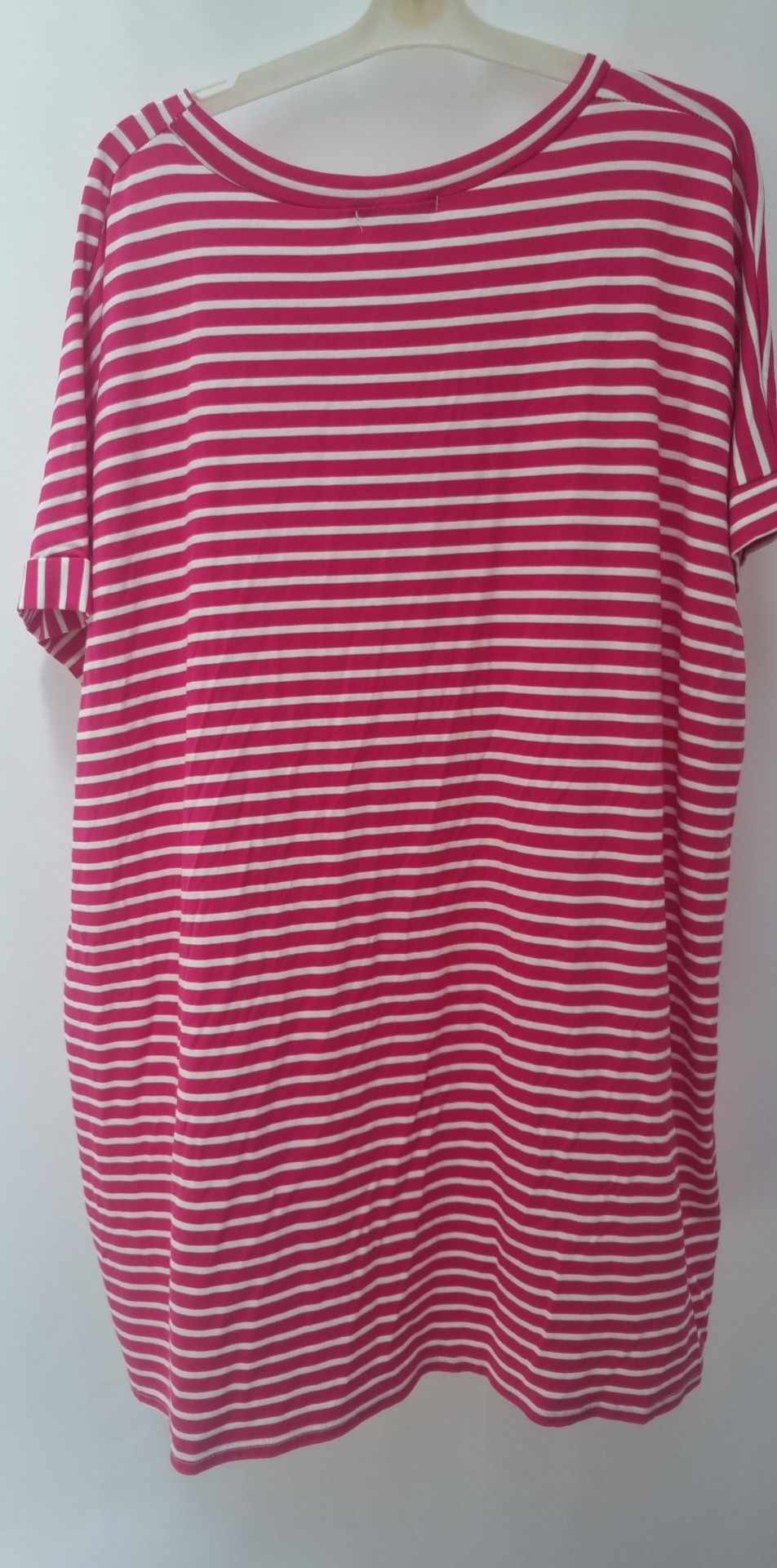 Asymmetrical Stripe Tunic Top - Pink