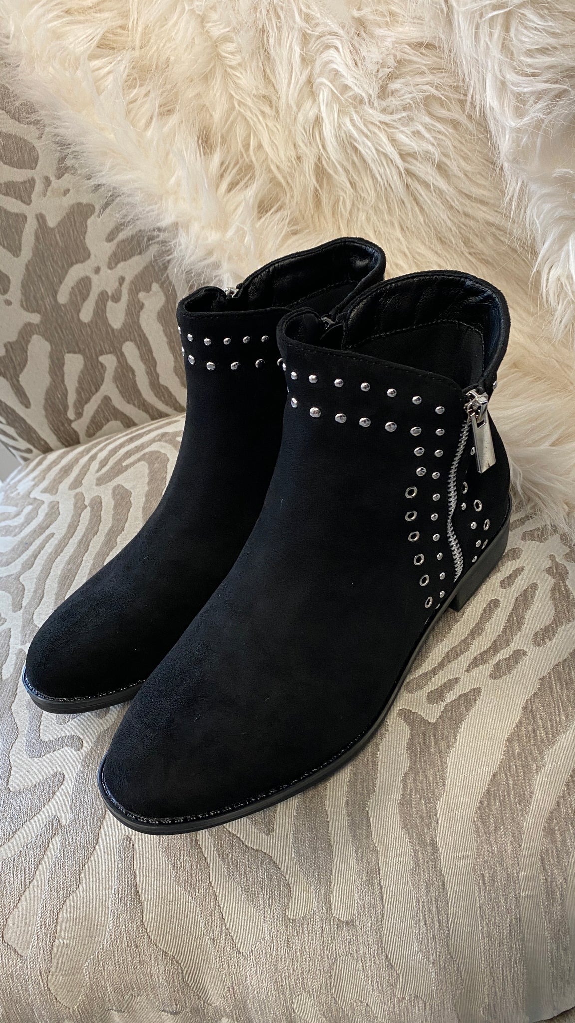 Kensington Studded Ankle Boots - Black