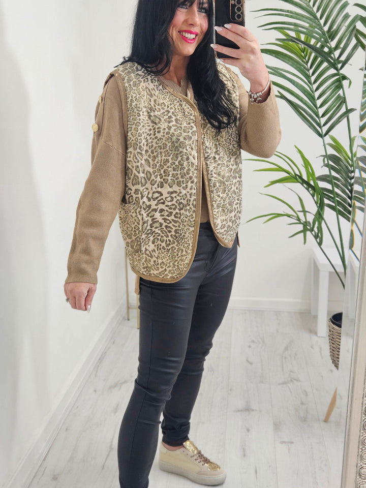 Alexa Quilted Waistcoat - Leopard Print (choose your Colour)