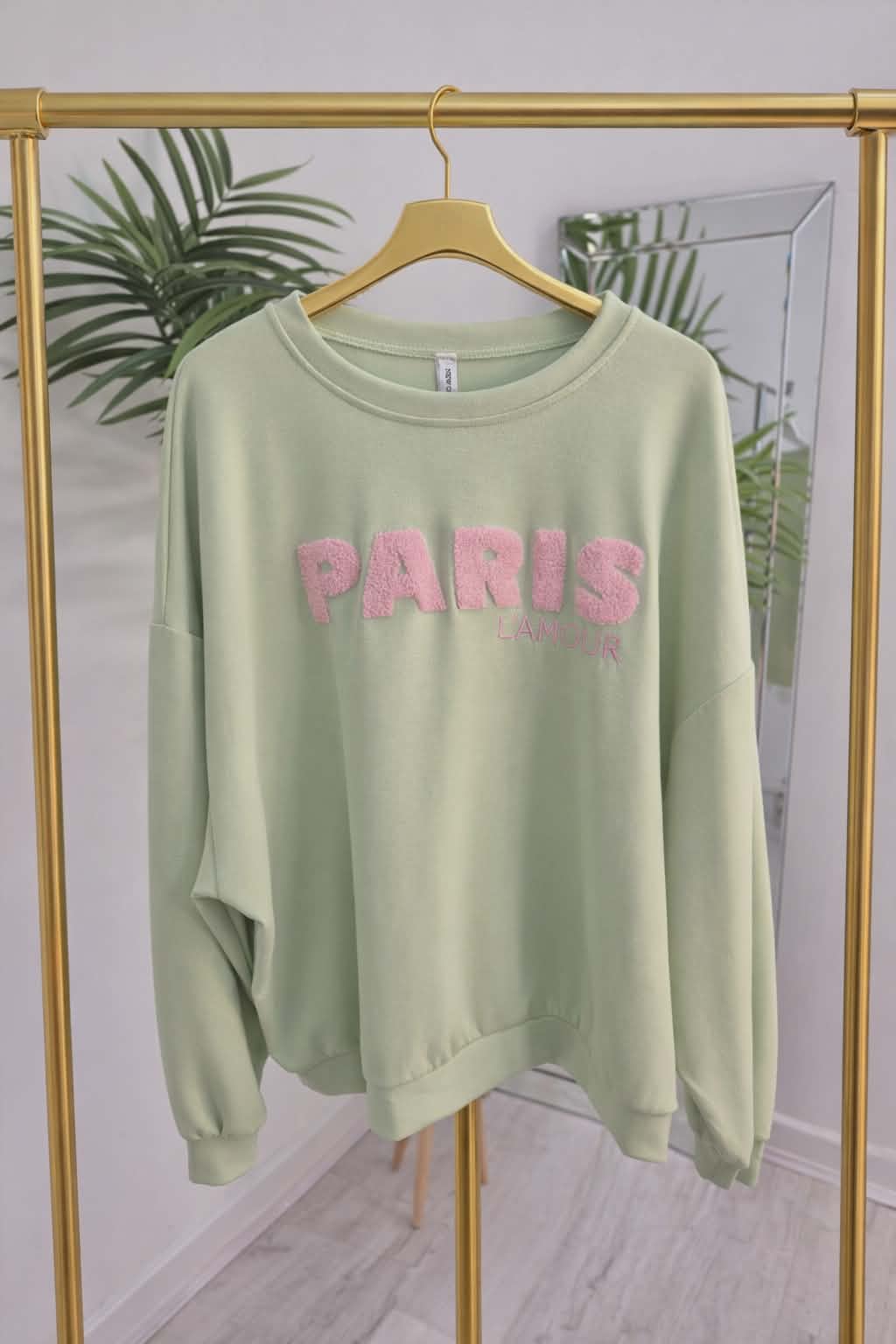 Paris Sweatshirt - Mint/Pink (One Size - fitting from Size 10 to Size 16)