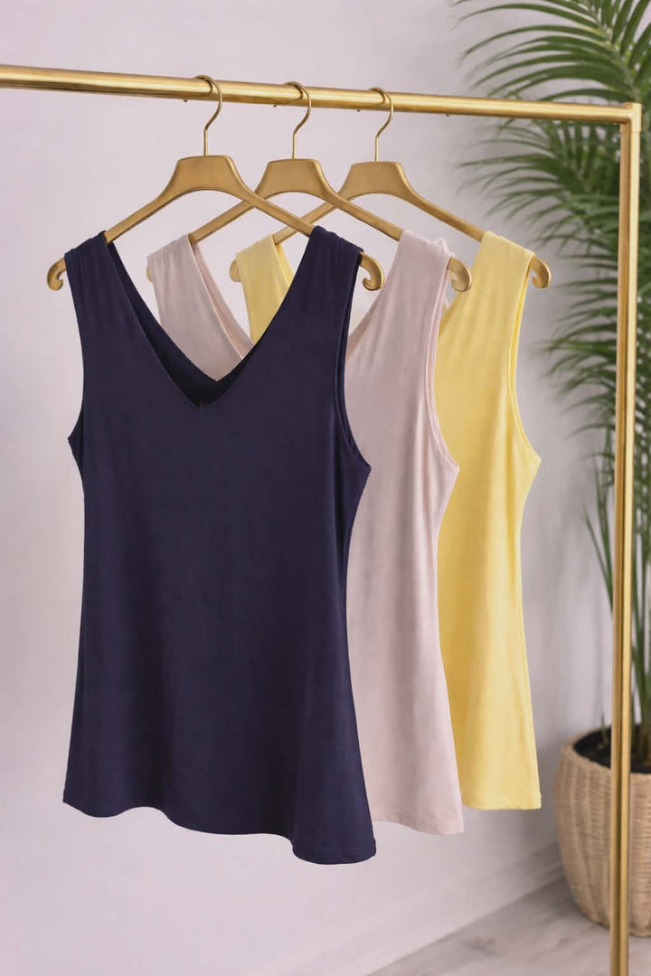 Double Layered V Neck Tops - (choose your Colour) - One Size