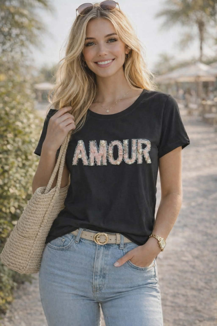 Amour Tee Shirt -BLACK (CHOOSE YOUR SIZE)
