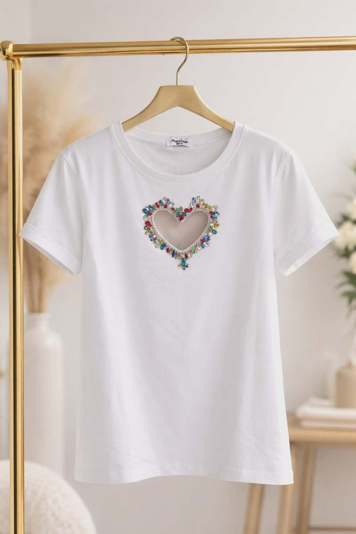 Heart Tee Shirt - White (CHOOSE YOUR SIZE)