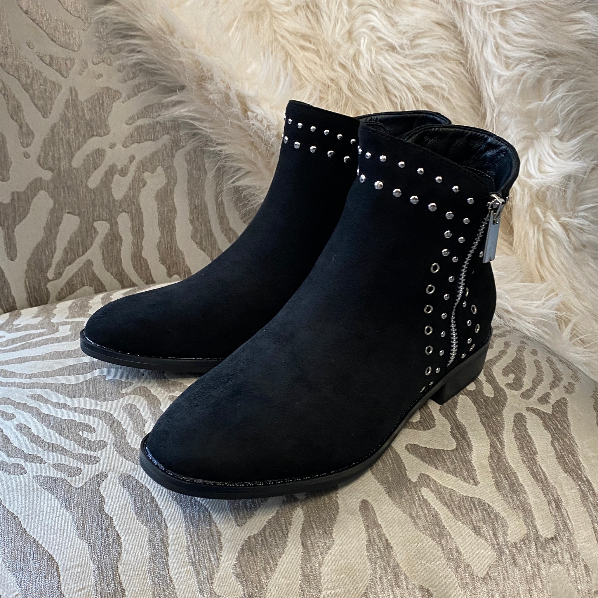 Kensington Studded Ankle Boots - Black