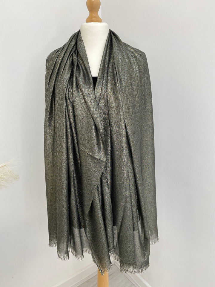 Oversized Metallic Scarf - Khaki