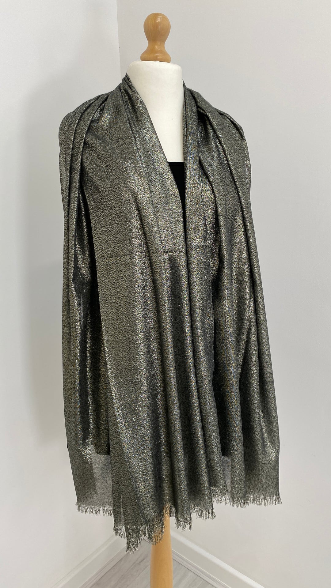 Oversized Metallic Scarf - Khaki